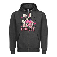 Charcoal Heather boujee checkered easter bunny egg trending Zipper Hoodie - MaliasSmallBusiness