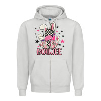 Dove Grey boujee checkered easter bunny egg trending Zipper Hoodie - MaliasSmallBusiness
