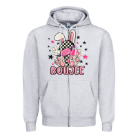 Heather Grey boujee checkered easter bunny egg trending Zipper Hoodie - MaliasSmallBusiness