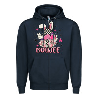 Navy boujee checkered easter bunny egg trending Zipper Hoodie - MaliasSmallBusiness