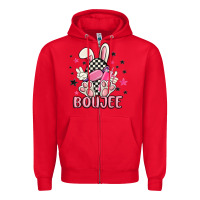 Red boujee checkered easter bunny egg trending Zipper Hoodie - MaliasSmallBusiness