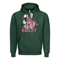 Sports Green boujee checkered easter bunny egg trending Zipper Hoodie - MaliasSmallBusiness