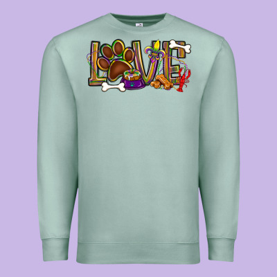 Mardi Gras Love Dog Paw Premium Sweatshirt Designed By Bundleandbundleshop