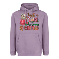 Lavender Pink Just a girl who loves Christmas Heavyweight Hoodie - NancyCooperArtShop