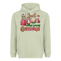 Matcha Pink Just a girl who loves Christmas Heavyweight Hoodie - NancyCooperArtShop