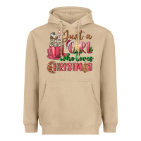 Mushroom Pink Just a girl who loves Christmas Heavyweight Hoodie - NancyCooperArtShop