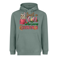 Sage Pink Just a girl who loves Christmas Heavyweight Hoodie - NancyCooperArtShop
