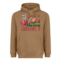 Toasted Coconut Pink Just a girl who loves Christmas Heavyweight Hoodie - NancyCooperArtShop