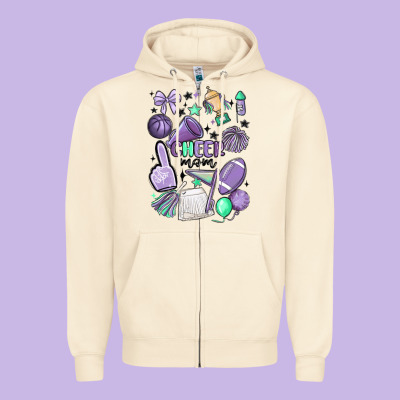 Cheer Mom Zipper Hoodie Designed By Maliassmallbusiness