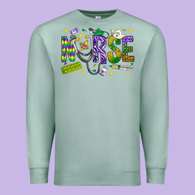 Mardi Gras Nurse Premium Sweatshirt Designed By Bundleandbundleshop