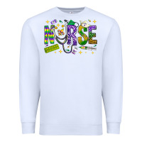 White Mardi Gras nurse Premium Sweatshirt - BundleAndBundleShop