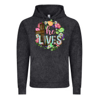 Vintage Black He lives Easter with flowers Vintage Hoodie - Neo Western
