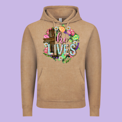 He Lives Easter With Flowers Vintage Hoodie Designed By Neo Western