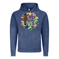 Vintage Denim He lives Easter with flowers Vintage Hoodie - Neo Western