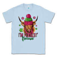 Dusty Blue i'm freakin freezin pink christmas long haired cow Classic Tee - Jasminsmagicworld