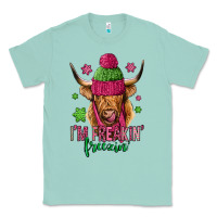 Seafoam i'm freakin freezin pink christmas long haired cow Classic Tee - Jasminsmagicworld