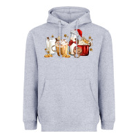Heather Grey Christmas Milk and Cookie Latte Coffee Cups Heavyweight Hoodie - MaliasSmallBusiness