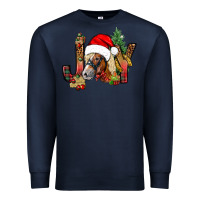 Navy joy christmas with horse bbs Premium Sweatshirt - BundleAndBundleShop