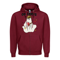 Burgundy go chiefs boujee sports ghost stanley Zipper Hoodie - MaliasSmallBusiness