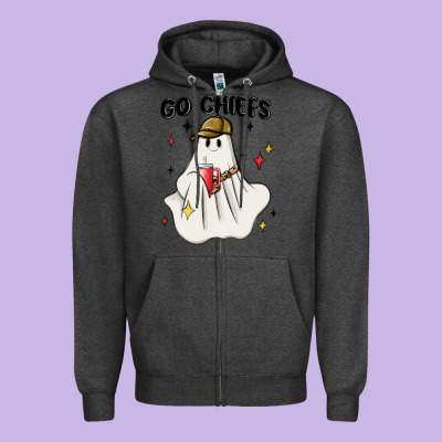 Go Chiefs Boujee Sports Ghost Stanley Zipper Hoodie Designed By Maliassmallbusiness