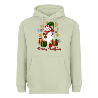 Matcha Snowman Merry Christmas Heavyweight Hoodie - NancyCooperArtShop