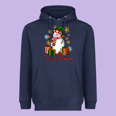 Snowman Merry Christmas Heavyweight Hoodie Designed By Nancycooperartshop