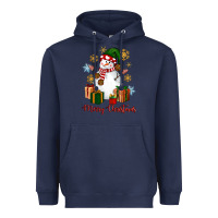 Navy Snowman Merry Christmas Heavyweight Hoodie - NancyCooperArtShop