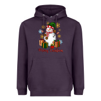 Plum Snowman Merry Christmas Heavyweight Hoodie - NancyCooperArtShop
