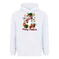 White Snowman Merry Christmas Heavyweight Hoodie - NancyCooperArtShop