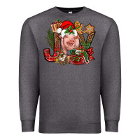 Charcoal Heather joy christmas with pig bbs Premium Sweatshirt - BundleAndBundleShop