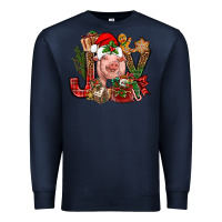 Navy joy christmas with pig bbs Premium Sweatshirt - BundleAndBundleShop