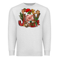 Oatmeal Heather joy christmas with pig bbs Premium Sweatshirt - BundleAndBundleShop