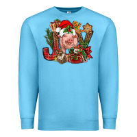 Ocean Blue joy christmas with pig bbs Premium Sweatshirt - BundleAndBundleShop
