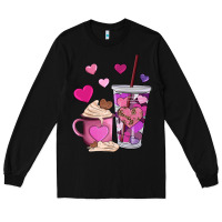 Black valentines day heart coffe Long Sleeve Tee - AdoDesignShop