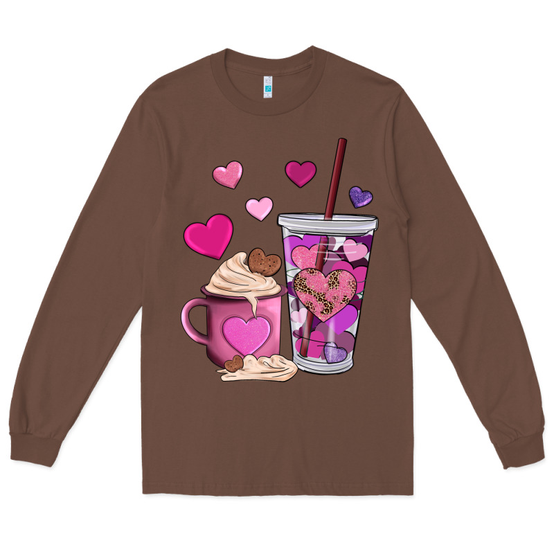 Valentines Day Heart Coffe Long Sleeve Tee by AdoDesignShop | Teevron
