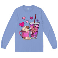 Colony Blue valentines day heart coffe Long Sleeve Tee - AdoDesignShop