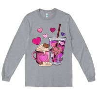 Heather Grey valentines day heart coffe Long Sleeve Tee - AdoDesignShop