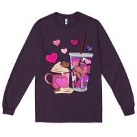 Plum valentines day heart coffe Long Sleeve Tee - AdoDesignShop