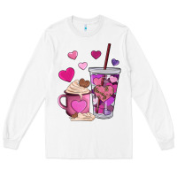 White valentines day heart coffe Long Sleeve Tee - AdoDesignShop