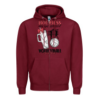 Burgundy hot mess always stressed volleyball mama Zipper Hoodie - MaliasSmallBusiness