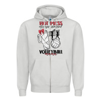 Dove Grey hot mess always stressed volleyball mama Zipper Hoodie - MaliasSmallBusiness