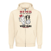 Sandshell hot mess always stressed volleyball mama Zipper Hoodie - MaliasSmallBusiness