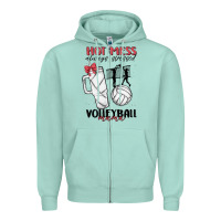 Seafoam hot mess always stressed volleyball mama Zipper Hoodie - MaliasSmallBusiness