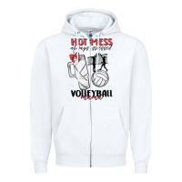 White hot mess always stressed volleyball mama Zipper Hoodie - MaliasSmallBusiness