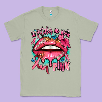 In October We Wear Pink  Lips Classic Tee Designed By Adodesignshop