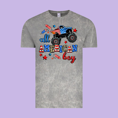 All American Boy  Monsterr Truck Vintage Tee Designed By Adodesignshop