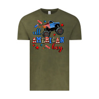 Vintage Olive all american boy  monsterr truck Vintage Tee - AdoDesignShop