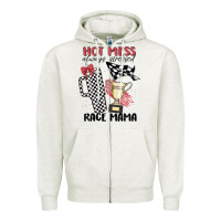 Oatmeal Heather hot mess always stressed race mama Zipper Hoodie - MaliasSmallBusiness