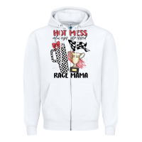 White hot mess always stressed race mama Zipper Hoodie - MaliasSmallBusiness