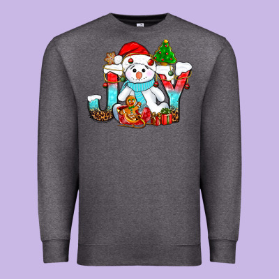 Joy Christmas With Snowman Bbs Premium Sweatshirt Designed By Bundleandbundleshop